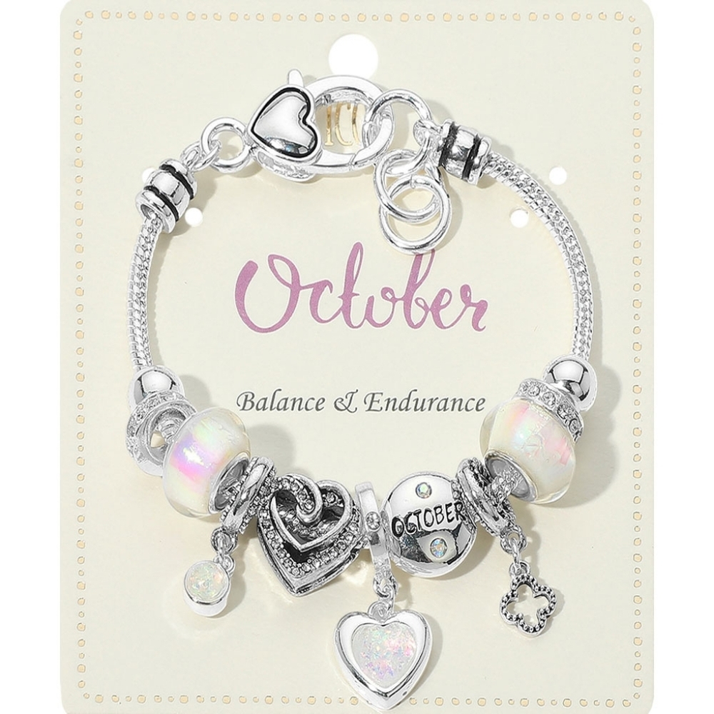 October Birthstone Charm Bracelet